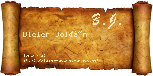 Bleier Jolán névjegykártya